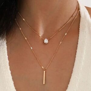 💙Multilayered Gold Color Chain Choker Necklace